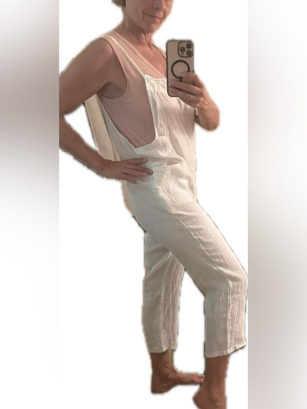 Women’s White Pure Linen- Jumpsuit Size S Brand new